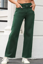 Crossed Waist Raw Hem Shift Jeans
