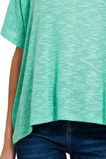 Zenana Oversized Slub Hacci Top with Pocket