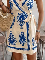 Floral Print Spaghetti Strap Wrap Mini Dress
