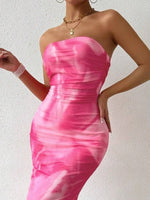 Printed Side Slit Tube Dress - Ladyez