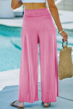 Knotted Waist Split Leg Relaxed Pants