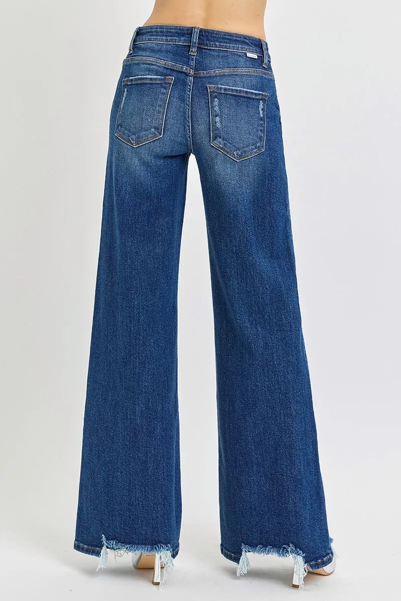 RISEN Full Size Mid Rise Wide Jeans Plus Size - Ladyez