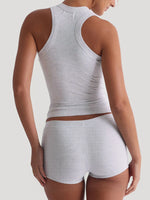 Ribbed Tank Top and Shorts Active Set - Ladyez