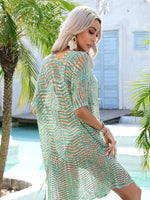 Angel Wings Multicolored Openwork Tassel Slit Cover-Up - Ladyez