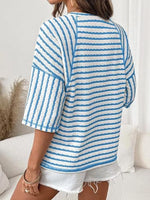 Striped Knit Round Neck T-Shirt