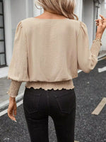 Smocked Waist Round Neck Blouse