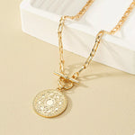 Chain Link Necklace with Vintage Coin Pendant