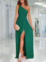 One-Shoulder High Slit Dress - Ladyez
