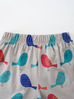 Children's Bird Print Top and Shorts Set