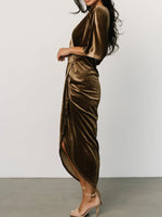 Ruched Surplice Half Sleeve Dress - Ladyez