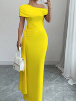 One-Shoulder Ruched Maxi Dress