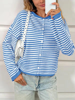 Striped Button-Down Knit Cardigan