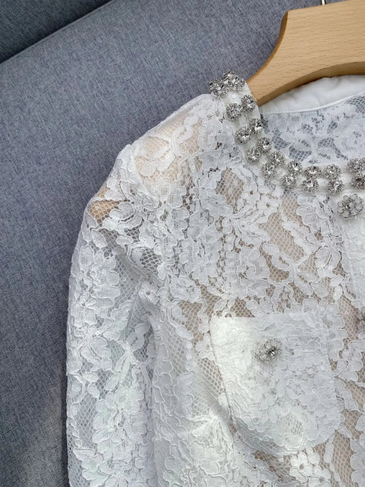 Lace Snap Down Top and Skirt Set