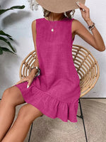 Ruffled Hem Round Neck Sleeveless Dress - Ladyez