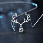 1 Carat Moissanite 925 Sterling Silver Deer Antler Pendant Necklace