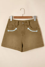 Contrast Arrow Detail Western Denim Shorts
