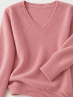 V-Neck Solid Color Sweater