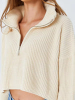 Half Zip Dropped Shoulder Sweater