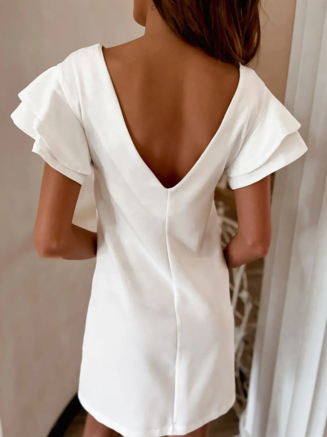 Ruffled Layered Short Sleeve Mini Dress - Ladyez