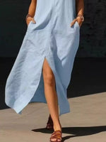 Sleeveless Maxi Dress with Side Pockets