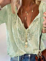 Lace Tie-Neck Blouse