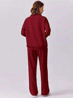 Relaxed Fit Quarter-Zip Top and Pants Set