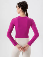 Round Neck Long Sleeve Active T-Shirt - Ladyez