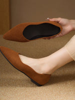 Solid Color Point Toe Slip-Ons