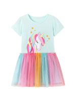 Children's Unicorn Graphic Rainbow Tulle Dress