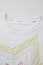 Star Layered Patched Graphic Drop Shoulder Half Sleeve Loose Tee