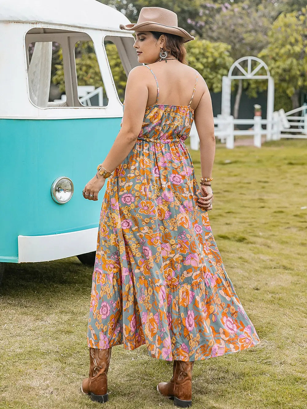 Drawstring Ruffle Hem Maxi Dress - Ladyez