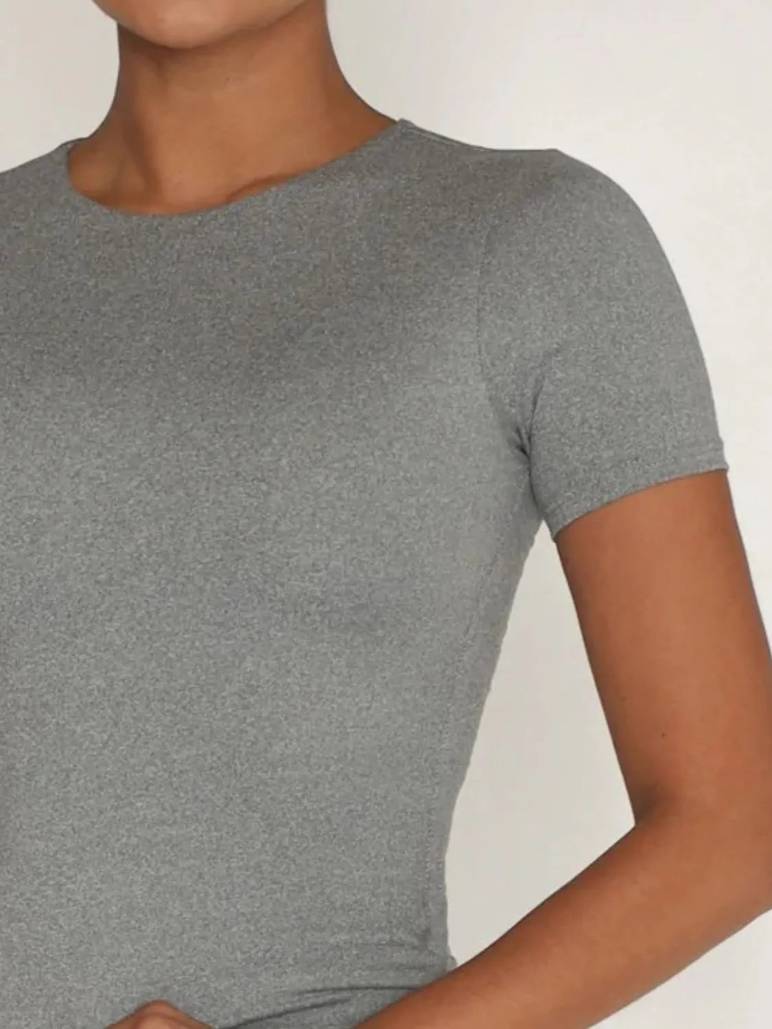 Round Neck Short Sleeve Swim Top - Ladyez