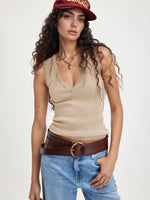 Solid V-Neck Tank - Ladyez