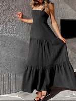 Square Neck Tiered Maxi Dress - Ladyez