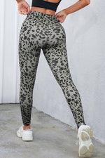 Leopard Print Wide Waistband Leggings - Ladyez