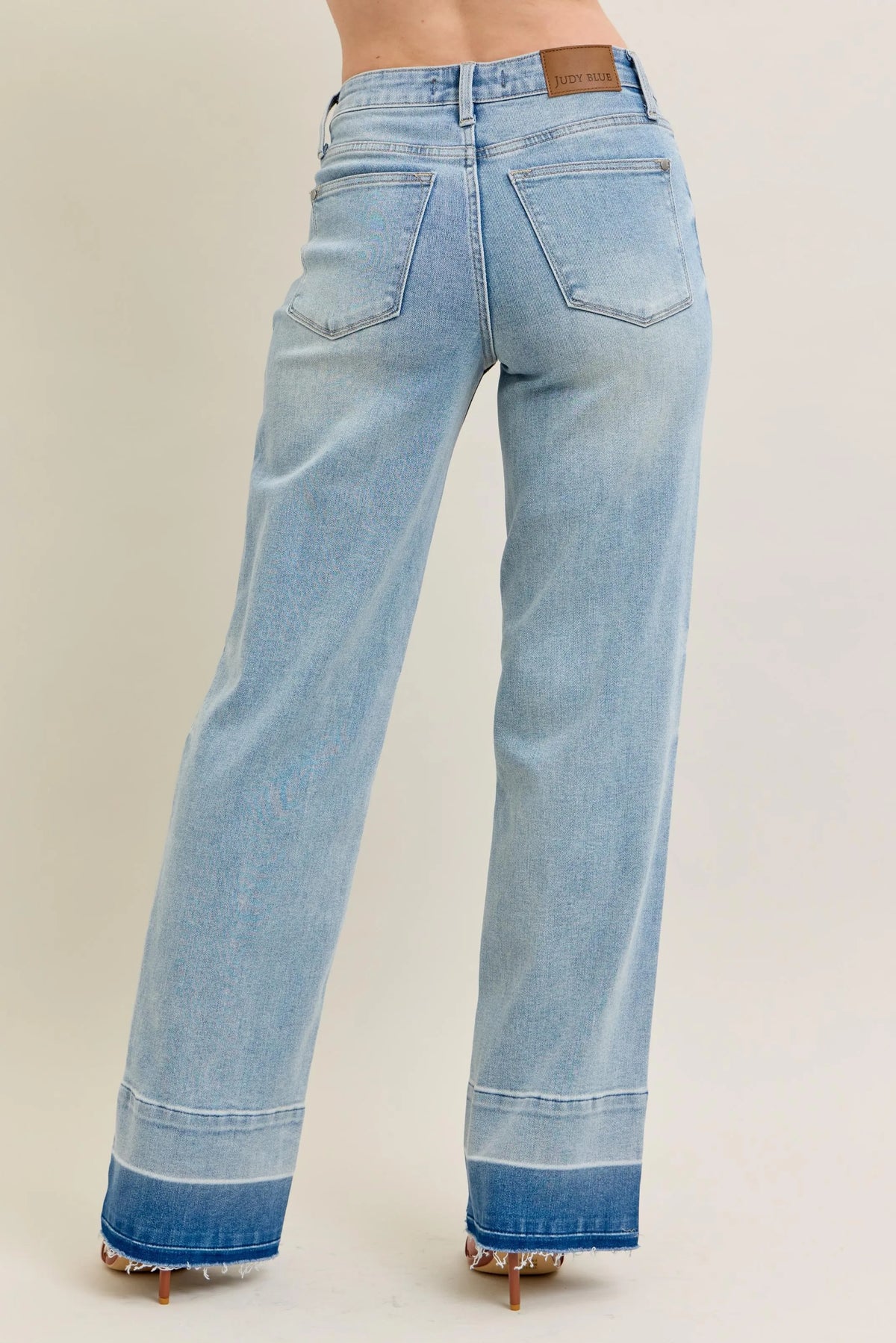 Judy Blue Full Size Mr Release Hem Wide Leg Jeans Plus Size - Ladyez
