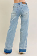 Judy Blue Full Size Mr Release Hem Wide Leg Jeans Plus Size - Ladyez