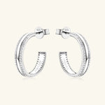 925 Sterling Silver Inlaid Moissanite C-Hoop Earrings