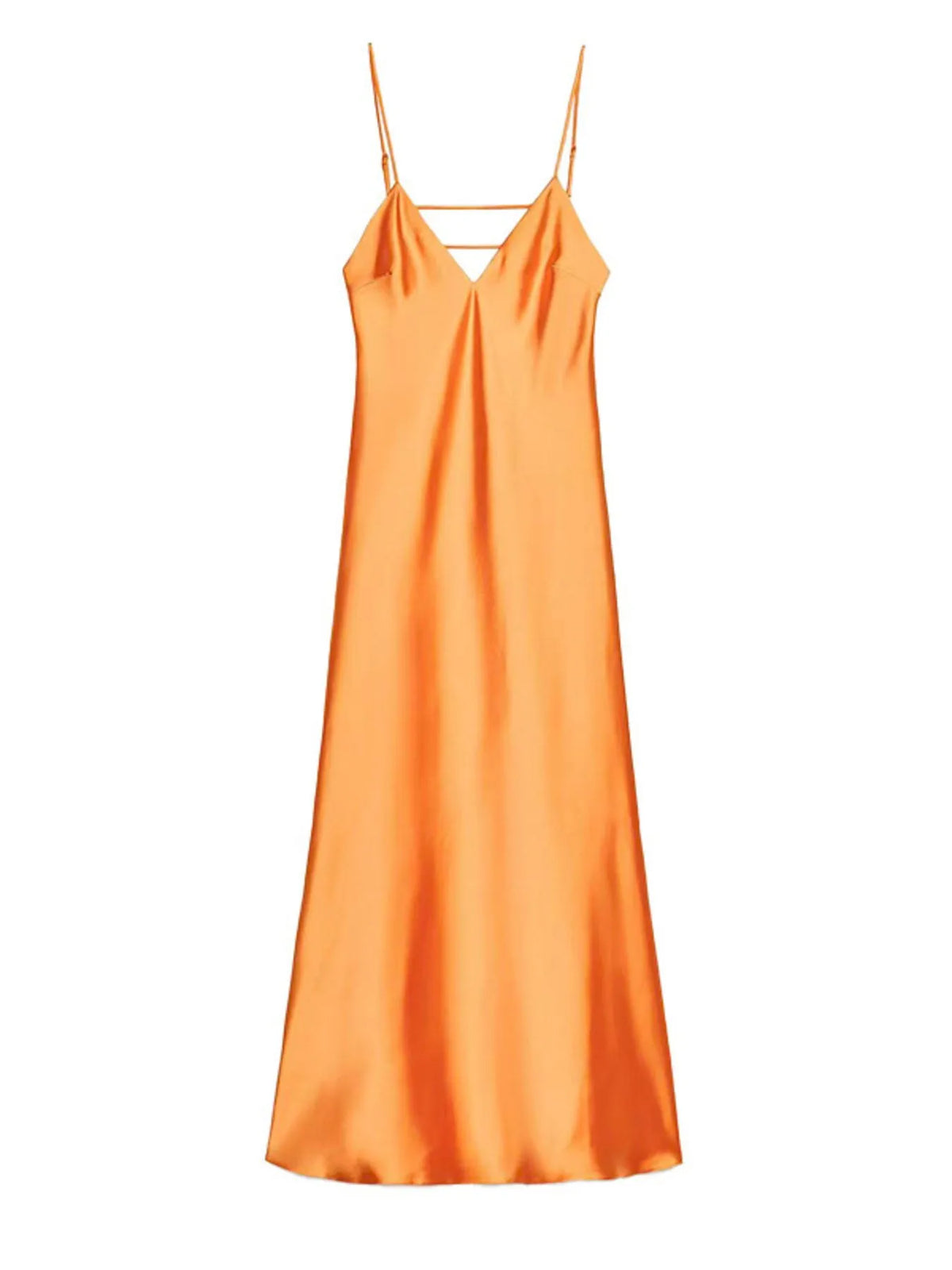 Satin V-Neck Cami Dress - Ladyez