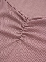Ruched Front Long Sleeve T-Shirt