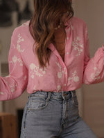 Floral Embroidered Button Down Shirt