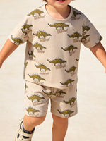 Children's Dinosaur Print Round Neck Tee and Shorts Set