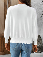 Ribbed Edge Button-Up Knit Cardigan