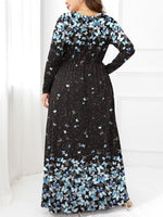 Plus Size Round Neck Maxi Dress with Pockets - Ladyez