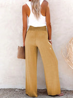 Full Size High-Waisted Textured Wide Leg Pants Plus Size