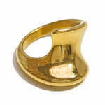 18K Gold-Plated Twisted Wave Statement Ring - Ladyez