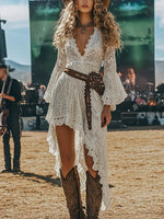 Lace High-Low V-Neck Dress