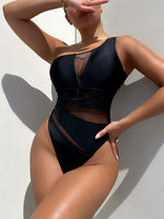 One-Shoulder Sleeveless One-Piece Swimsuit - Ladyez