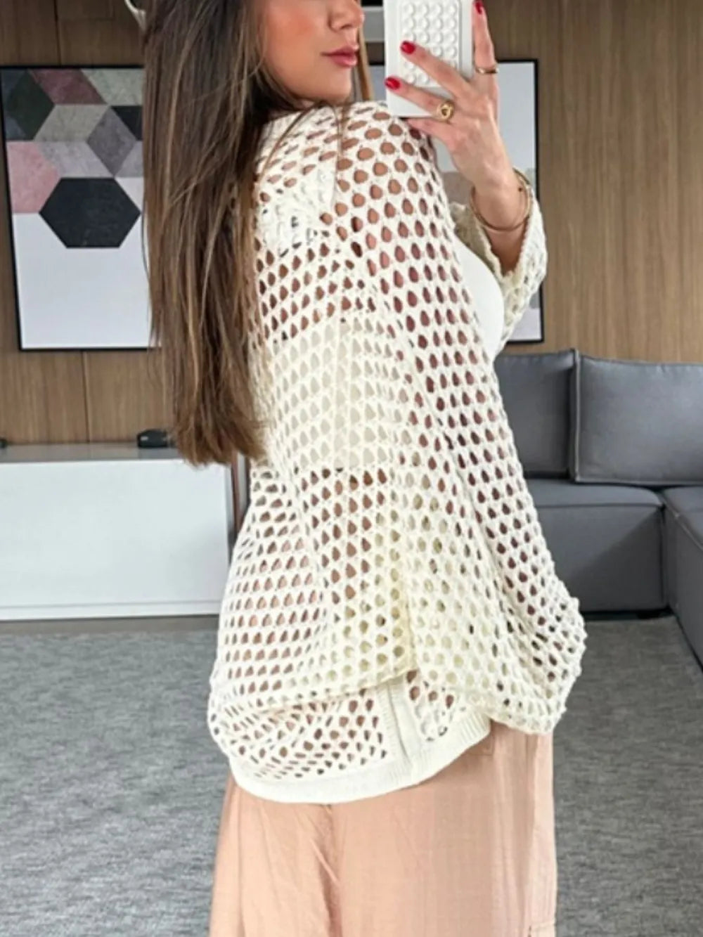 Hollow Out Open Front Cover-Up - Ladyez
