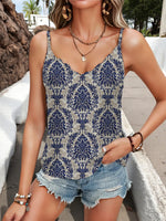 Printed V-Neck Cami - Ladyez